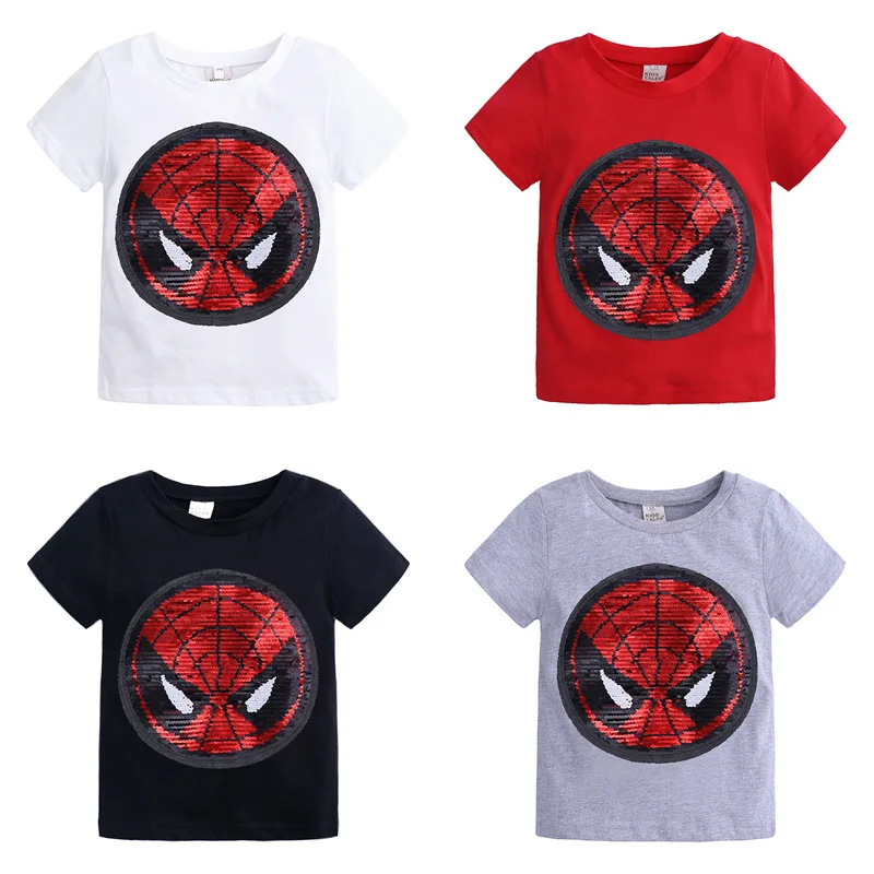 Summer Baby Clothing Girls Boys T-Shirts 1pcs Magic Sequin Change graph Reversible Cotton Casual Fashion T Shirt Kids Tops Tee - купить по