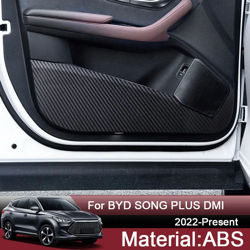 

4PCS/Lot For BYD SONG PLUS DMI 2022-2025 Car Door Anti Kick Pad Leather Protection Film Stickers Carbon Trim Auto Accessories