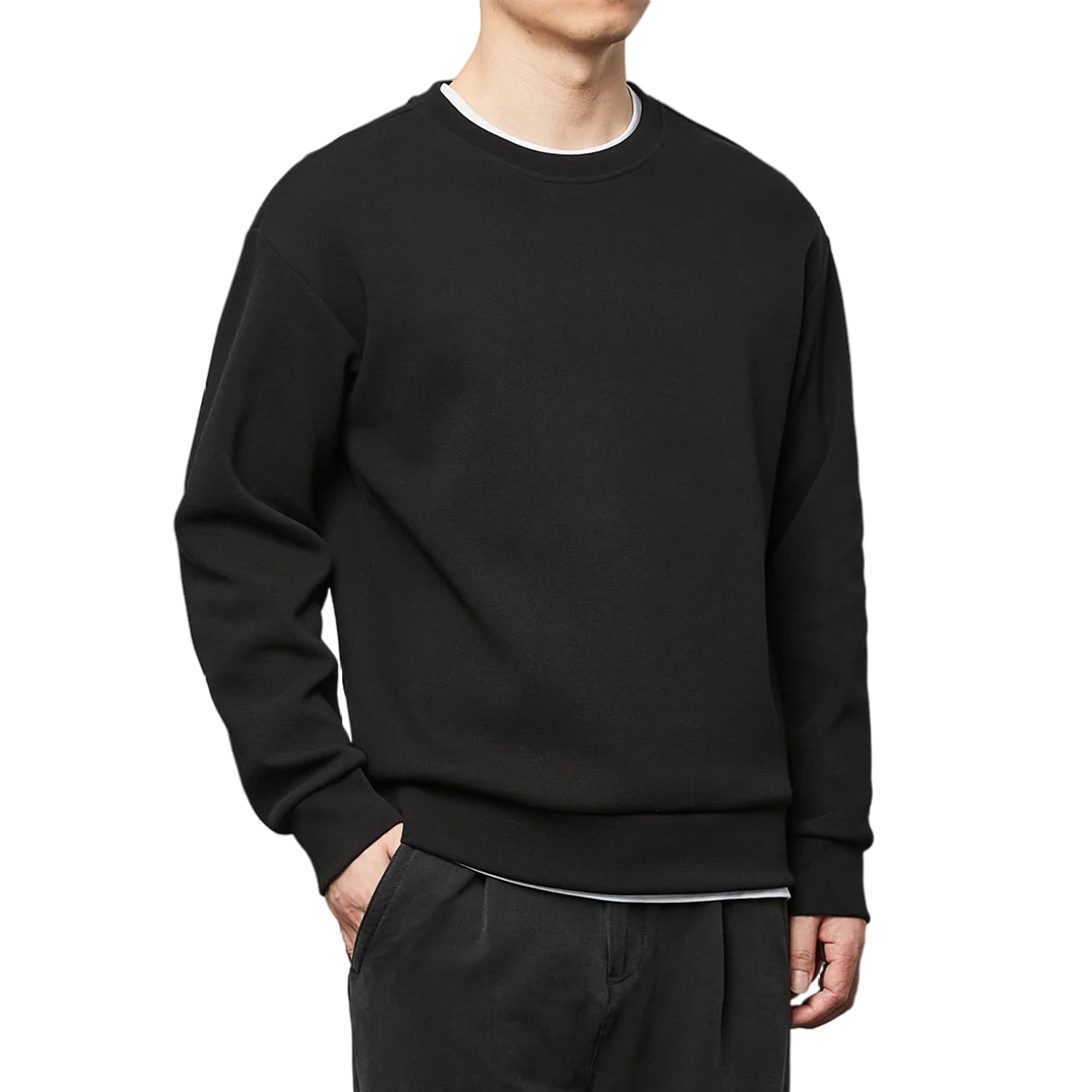 

Men's Round Neck Hoodie,spring Ins Trend Thickened Loose Top,solid Color Couple Long-sleeved T-shirt.