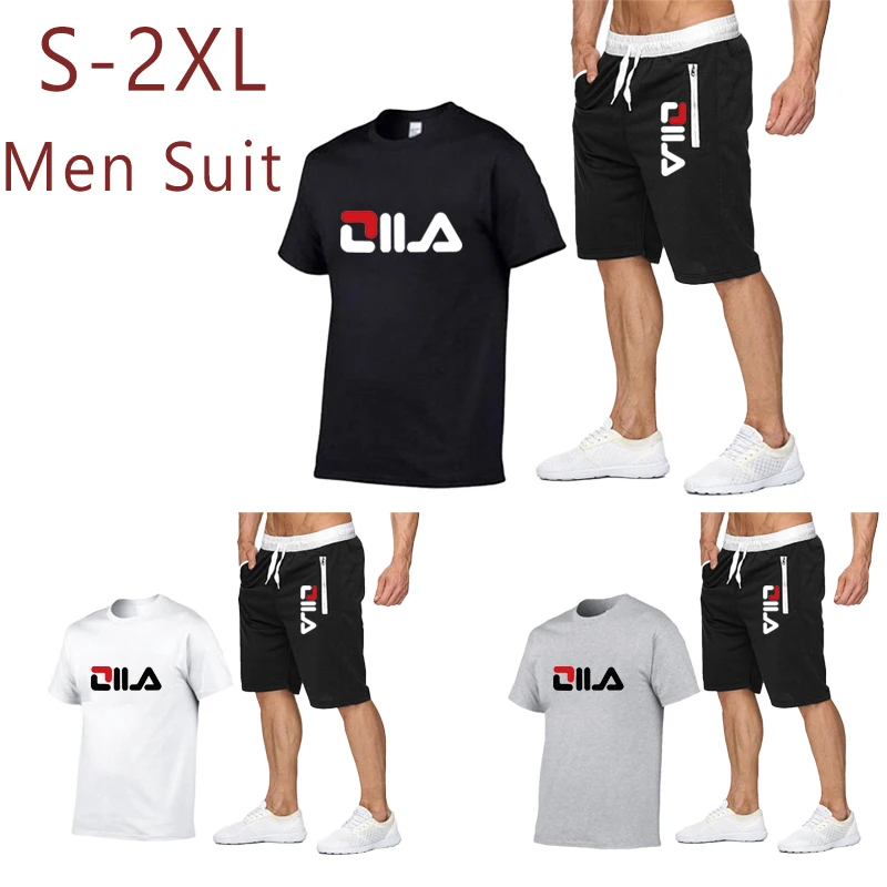 

2022 Fashion Summer Male Printed T-shirt + Sport Shorts Casual Athletic Beach Suit Undershirt and Short Pant Suit for Men
