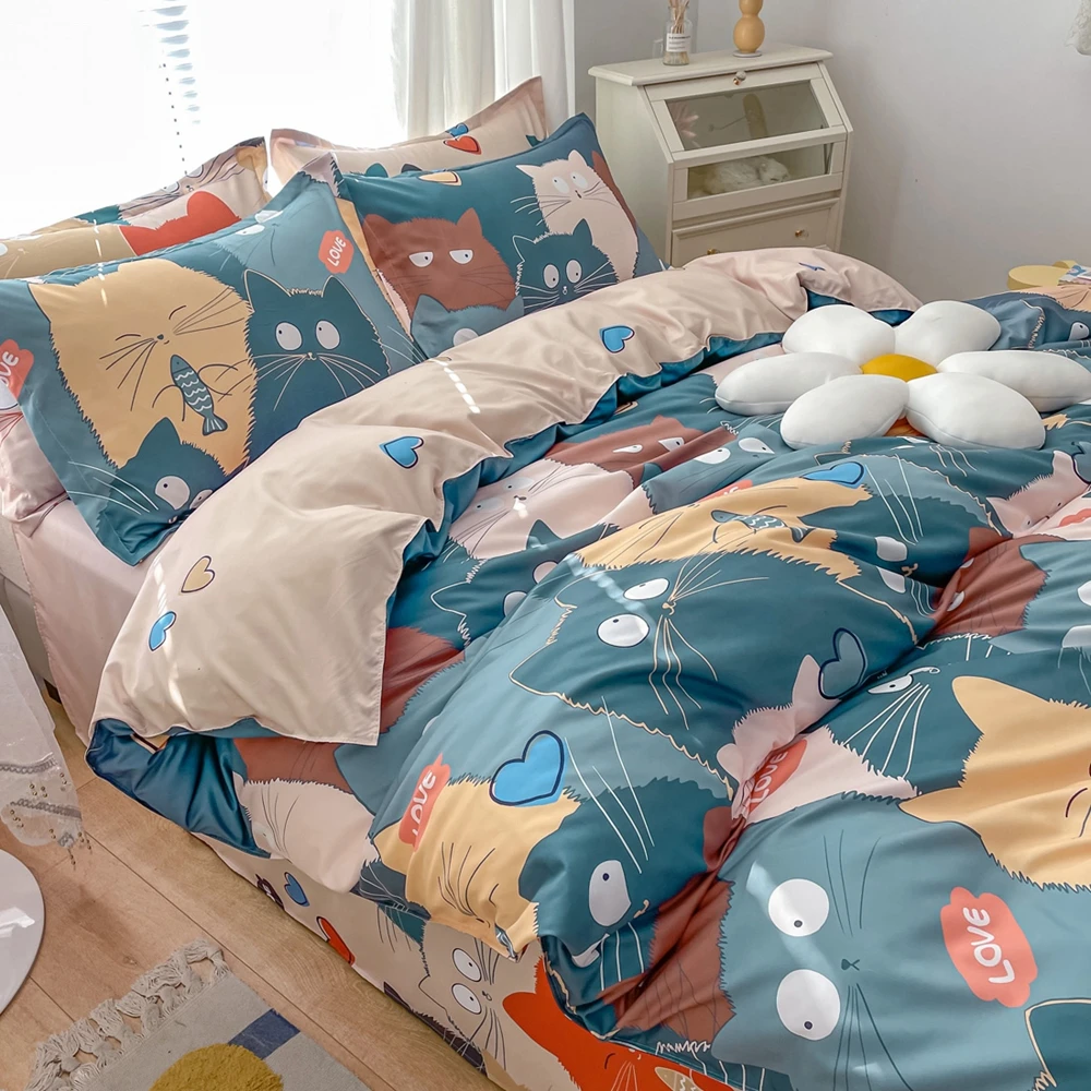 

Simple Fashion Duvet Cover Flat Sheet Pillowcases Geometric Stripes Bed Linen Twin Full Queen Size Kids Home 3/4pcs Bedding Set