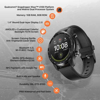 TicWatch Pro 3 Ultra GPS (Refurbished) Wear OS Smartwatch Men Qualcomm 4100 Mobvoi Dual Processor System NFC Watch Blood Oxygen 2