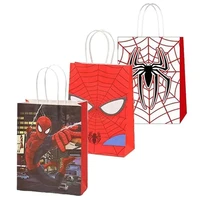 12pcspack spiderman gift bag paper bags kids boys superhero birthday party decoration gift supplies candy treat hospitality bag