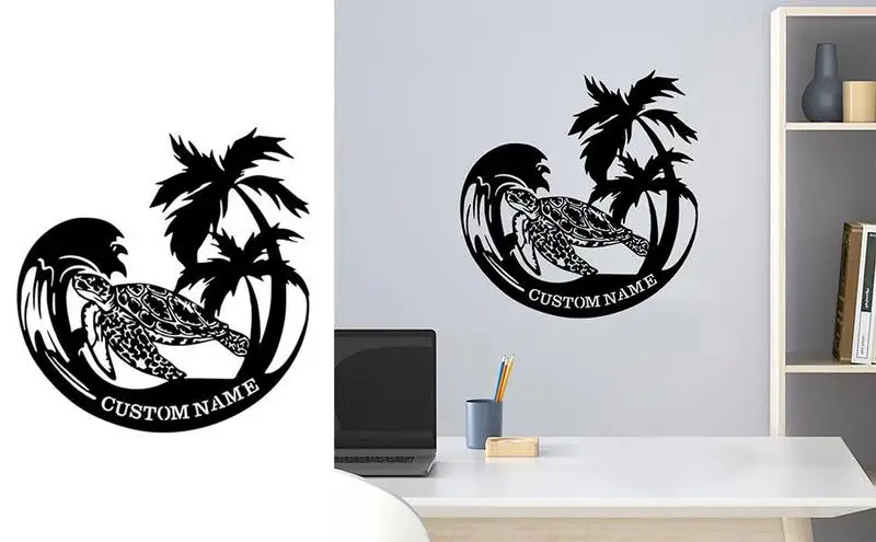 

Wall Art Decor Sea Turtle Ornament Turtle Surf Room Metal Crafts Wall Decorations Indoor Outdoor Decor for Living Room Bedroom