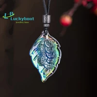 Temperature Sensing leaf pixiu Jade Pendant Necklace Fashion Charm Jewellery Carved Amulet Gifts for Women Men Bring Good Luck