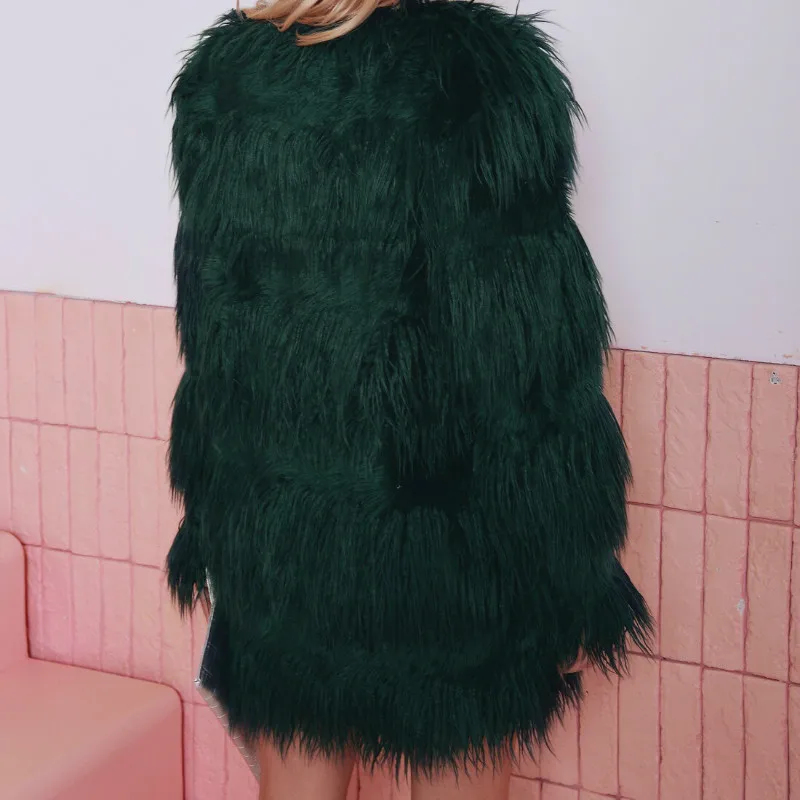 Women Warm Thicken Outerwear Fluffy Jacket Winter Faux Fur Coat 2021 Women Furry Oversized Jacket Long Loose Fashion Overcoat