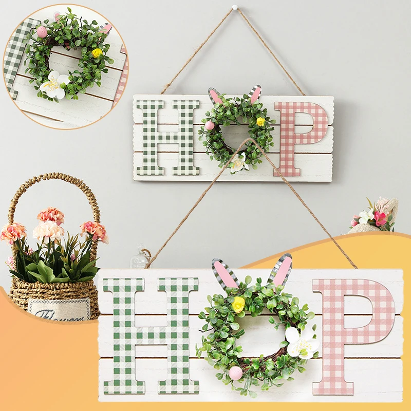 

Easter Door Hanging Sign Bunny Rustic Wooden Hanging Decorations Spring Summer Spring Summer Porch Farmhouse Dropship