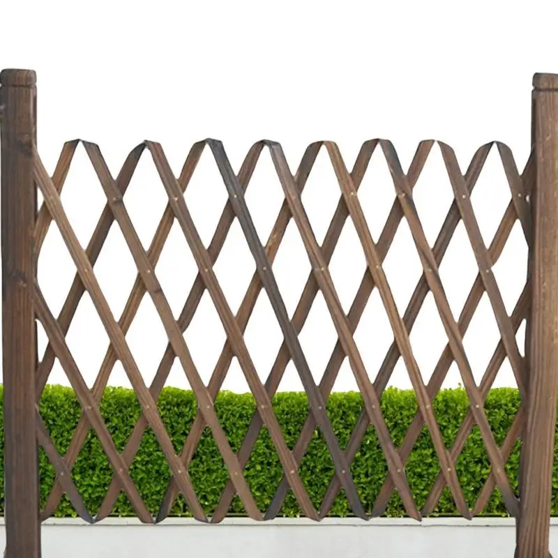 

Retractable Garden Fence 50CM Hight Wooden Decorative Garden Lawn Fence Plant Climb Trelli Support Carbonized Anticorrosive Wood