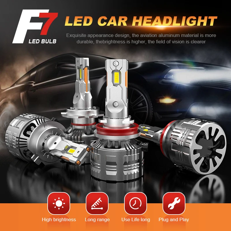 Фото Светодиодная лампа EURS 130W F7 H4 H7 Canbus Автомобильная фара s H11 H8 H9 светодиодный ная фара 9005 HB3 9012 9006 HB4 противотуманная фара 6500 лм K 12 в 24 В №2