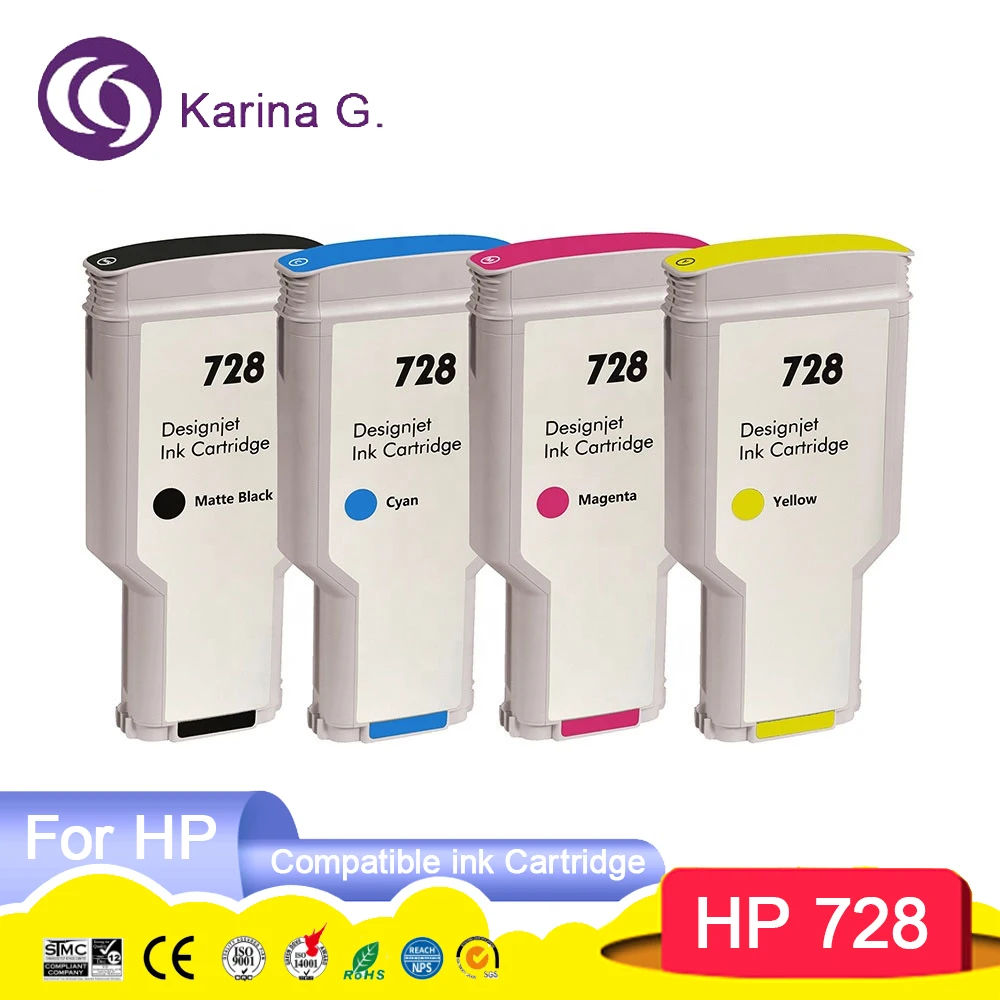 Совместимый чернильный картридж для HP 728 728XL с полными чернилами F9J68A F9J67A F9J66A