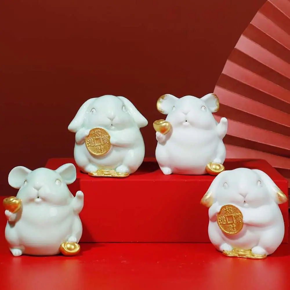 

Mid-Autumn Festival Ceramic Statue Living Room Crafts Lucky Rabbit Rabbit Ornament Home Accessories Party Supplies Sculpture