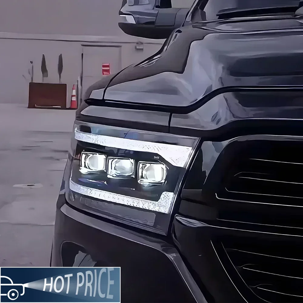 Фото Для Dodge RAM 1500 2019-2023 автомобильные передние фонари, обновленный динамический DRL 3, линза проектора, аксессуары, светодиодные автомобильные фары в сборе №3