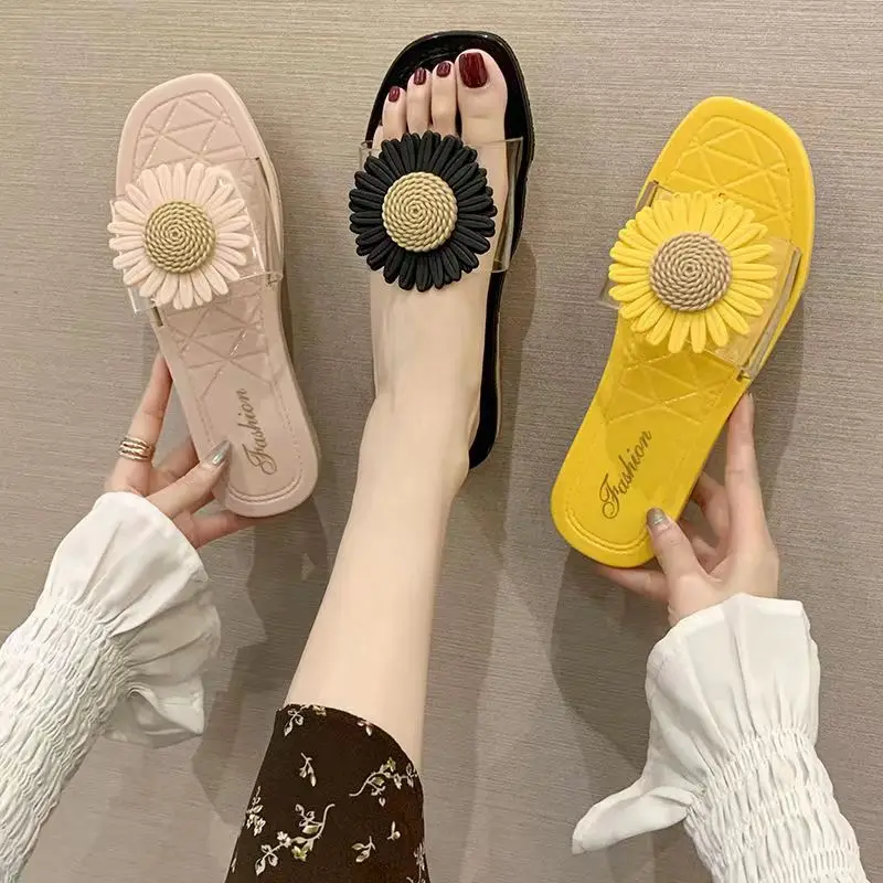 

Тапки женские летние однослойные, мягкая нескользящая подошва, модные комнатные шлепанцы с цветами, для пляжа и отдыха на открытом воздухе