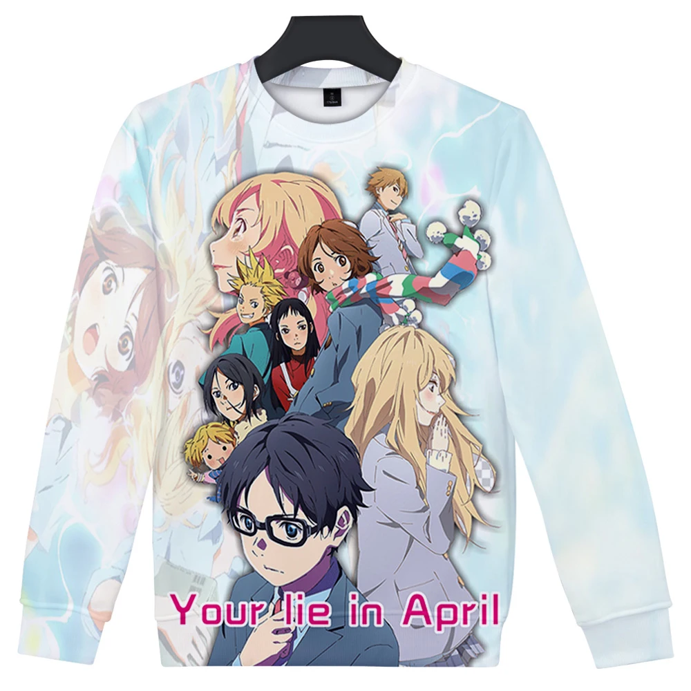 

Your lie in April Anime Crewneck Sweatshirt Women/Men Fashion Long Sleeve Sweatshirts 3D Casual Streetwear Clothes