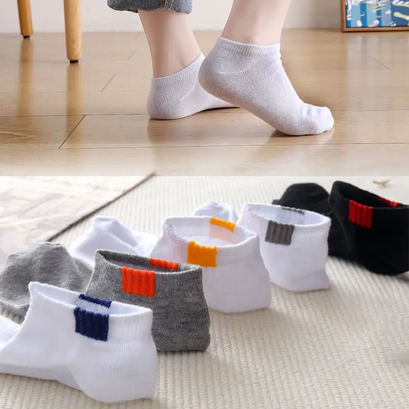 

Носки женские спортивные однотонные хлопковые, простые невидимые дышащие, до щиколотки, модные студенческие, 5 пар