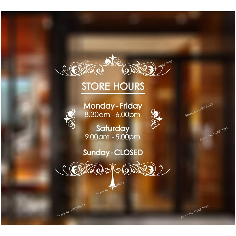 

Customized Store Hours Sign Window Sticker Customized Open Close Hours Of Operation Glass Door Stickers Vinyl Shop Decor