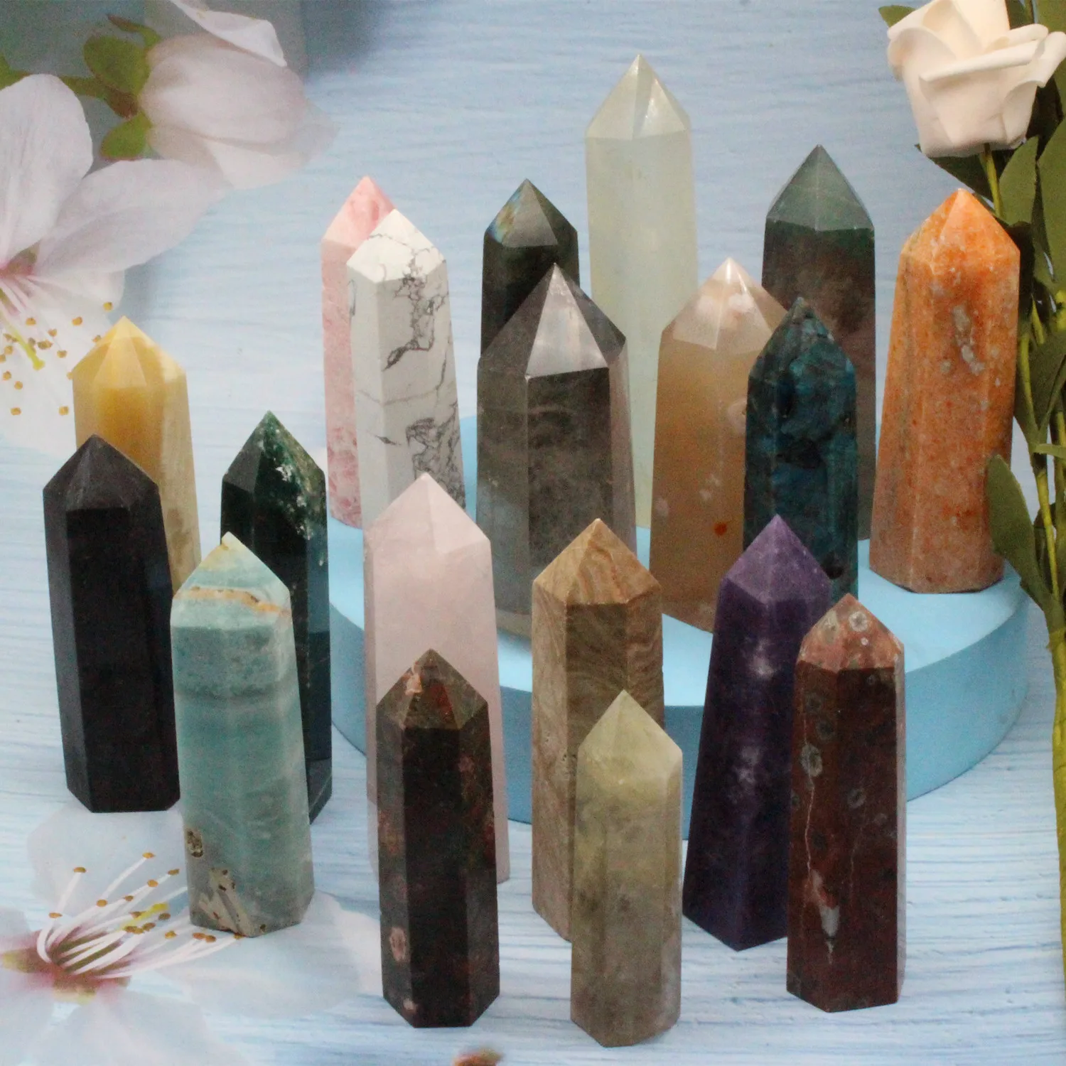 

32Color Natural Stones Crystal Point Wand Amethyst Rose Quartz Healing Stone Energy Ore Mineral Crafts Home Decoration 1PC