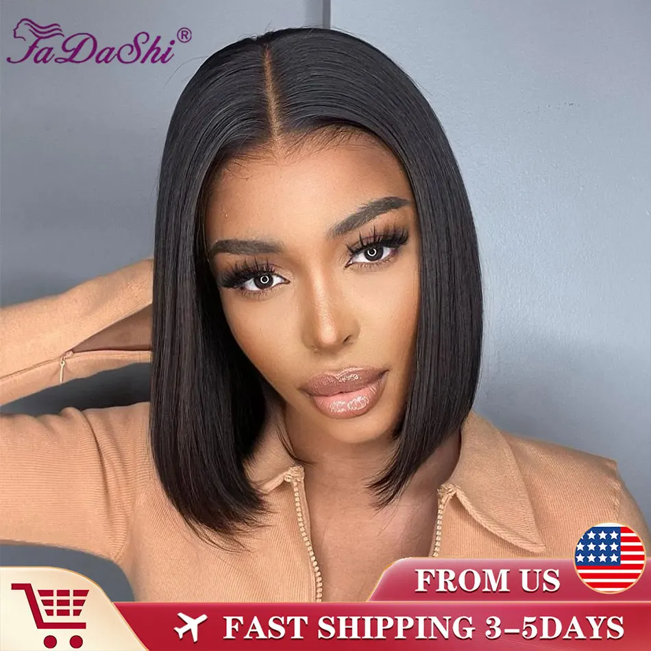 Human Hair Wigs Transparent Lace Wig PrePlucked Bleached Knots With Baby Hair Remy T Lace Bob Wigs For Women Human Hair FaDaShi