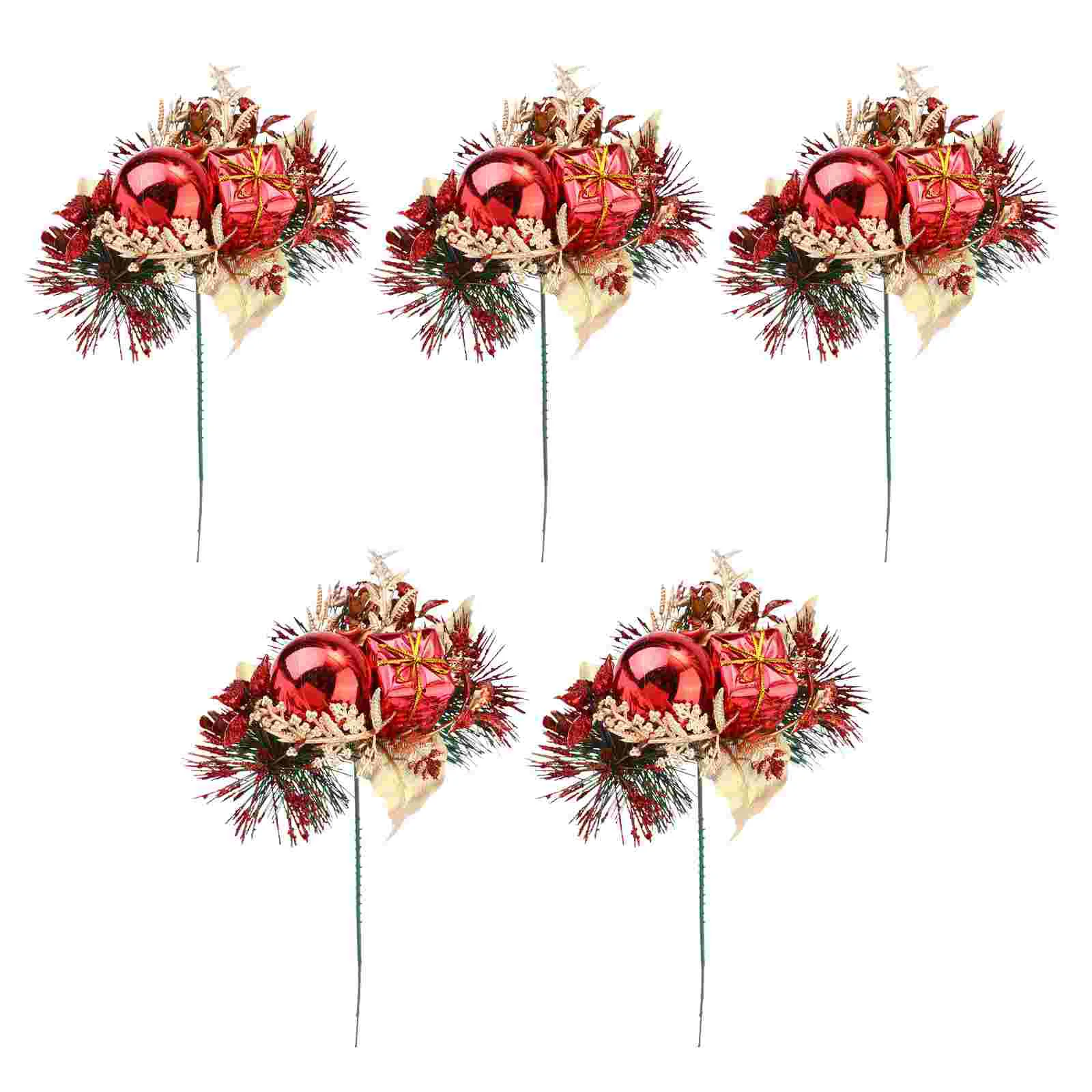 

Christmas Flower Picks Artificial Berry Pine Simulation Adornment Stems Tree Branches Branch Decoration Poinsettia Flowers Decor
