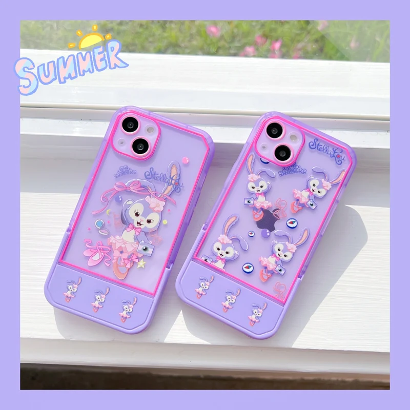 

Disney StellaLou Invisible bracket Phone Case For iPhone 13 12 11 Pro Max X XR XS Max 7 8 Plus SE Shockproof Soft Leather Cover
