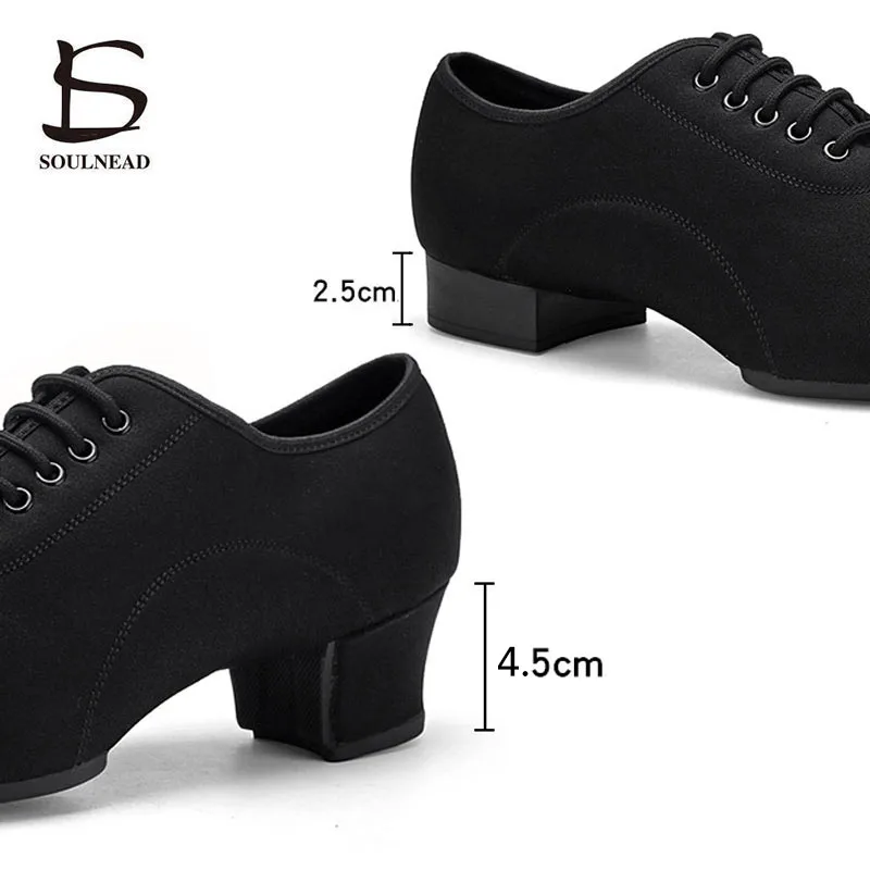 Men Latin Dance Shoes Jazz Ballroom Salsa Dancing Shoes Professional Black Canvas Size 38-46 Low Heel Adult Tango Dance Sneakers