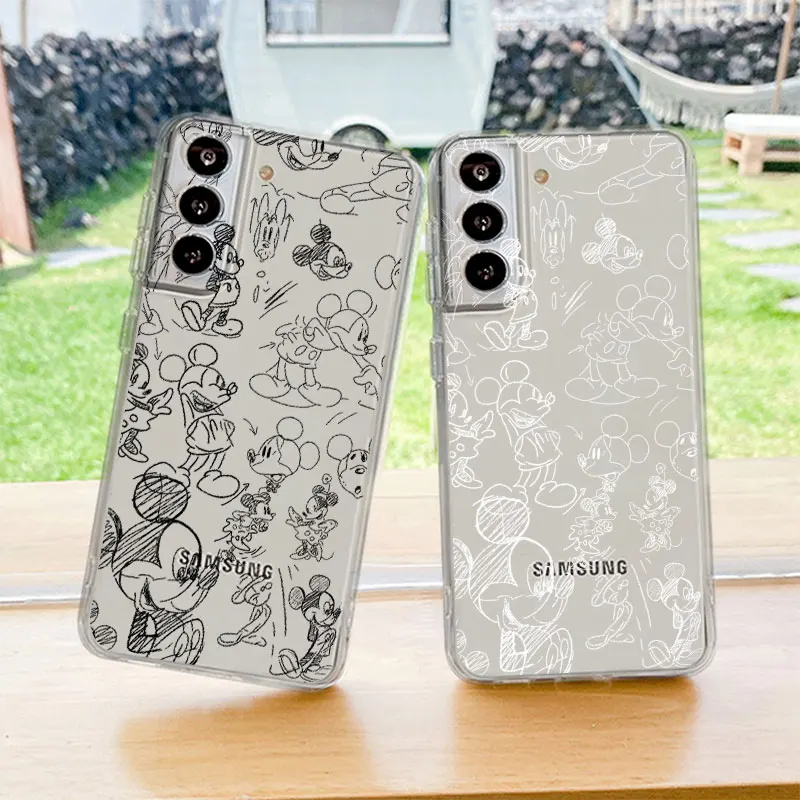 Чехол Coque для Samsung Galaxy S22 Ultra S20 FE S10 Plus S21 5G S9 S10e S21Fe, мягкий матовый чехол с изображением Микки Мауса, полностью прозрачный