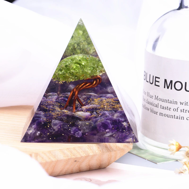 

Аметист EMF, защита медитации, перидот, исцеление, кристалл, генератор энергии, Handmad, древо жизни, оргонит, пирамида