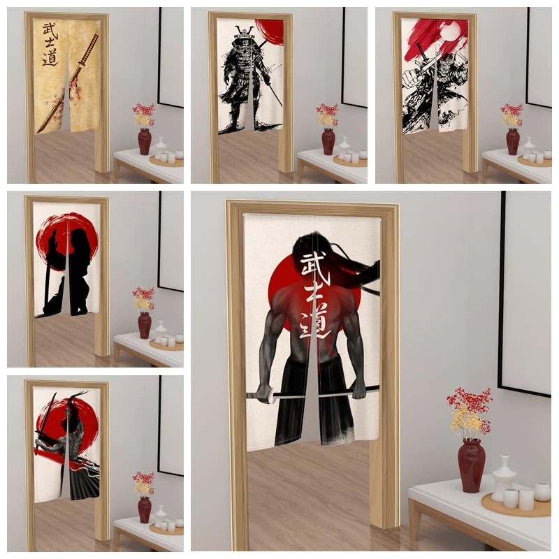 Японская дверная занавеска Bushido с чернильными красками японская перегородка от