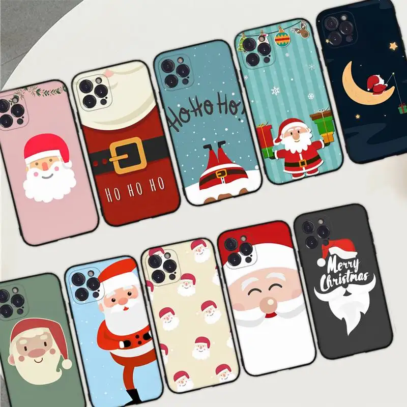 

Cartoon Christmas Santa Claus Phone Case For iPhone 14 11 12 13 Mini Pro Max 8 7 6 6S Plus X SE 2020 XR XS Funda Case