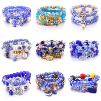 blue classic 3pcs beaded bracelet crystal elastic womens 10mm bead chain beaded bracelet for women bracelet bracelet