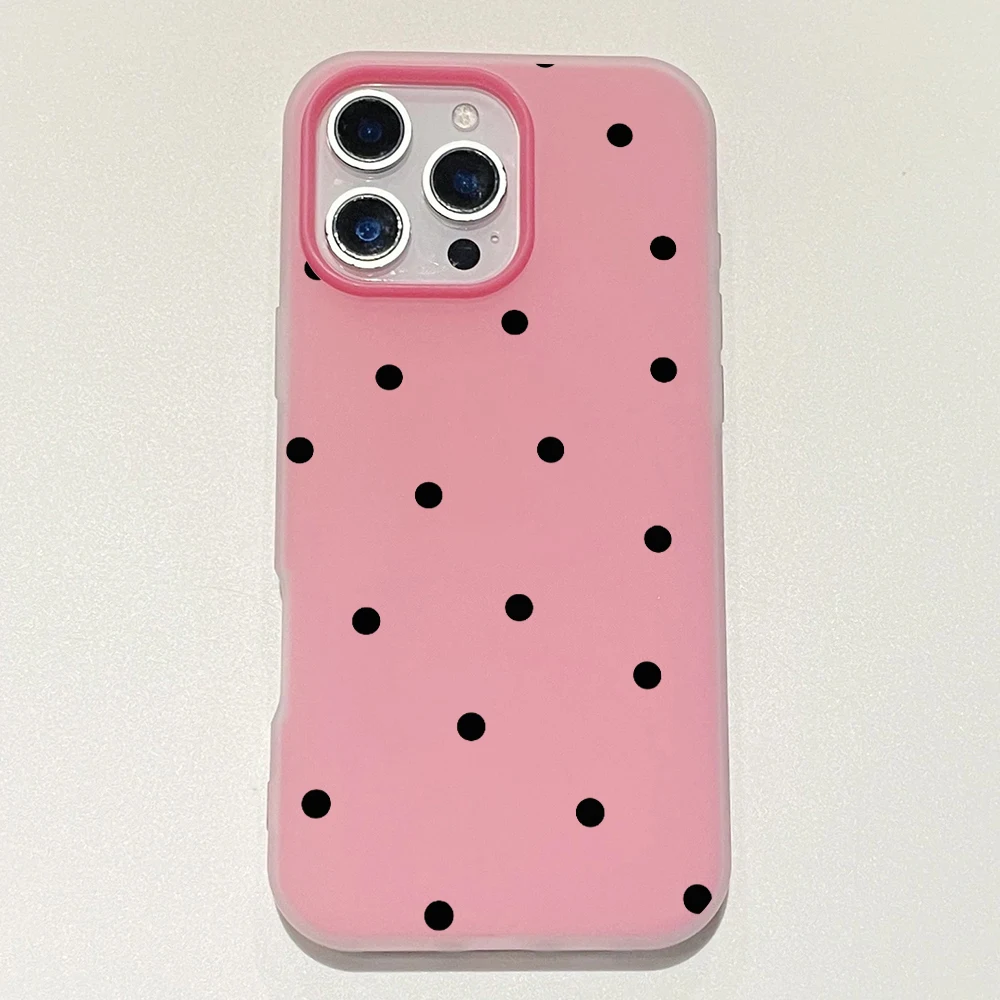 Фото Матовый чехол для телефона в горошек для iPhone 17 Pro Max, 15, 16, 14, 12, 13, 11 Pro Max, 17 Air, 14, 16, 15, 8, 7 Plus, X, XR, XS, SE, PC Macaron Cover №4