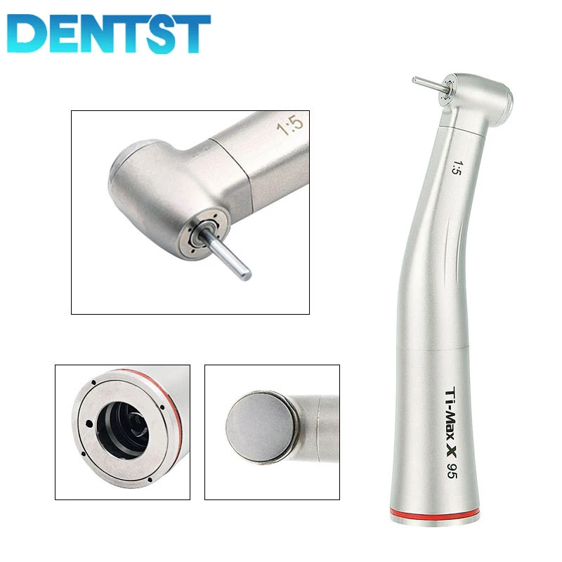 Ti-Max X95L Dental 1:5 Increasing Fiber Optic Contra Angle Low Speed Handpiece Red Ring Air Turbine