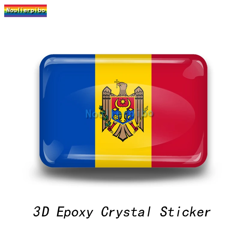 3D эпоксидная смола, автомобильная купольная наклейка, флаг Молдовы, национальная эмблема, карта, автомобильный бампер, окно, мотоциклетный шлем, ноутбук, виниловая стерео наклейка