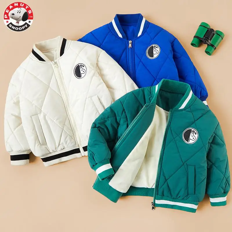 

New Snoopy Cartoon Fashion Comfort Children's Clothing Kawaii Anime Thickened Anti-Cooling All-Match Jacket Top for Kids Gifts