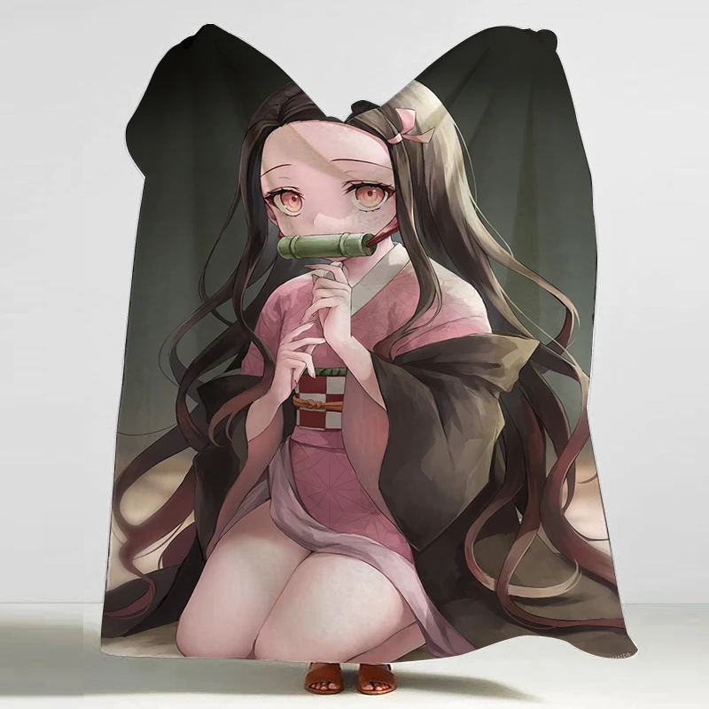 

Nezuko Kamado Demon Slayer Blanket Flannel Decoration Anime Cute Multi-function Super Soft Throw Blanket for Home Outdoor
