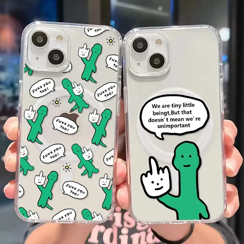 Christmas Cute cartoon dinosaur Joguman Magsafe Magnetic Phone Case for iPhone 16 15 14 13 12 11 8 7 Plus Pro Max X XR XSMax Tpu