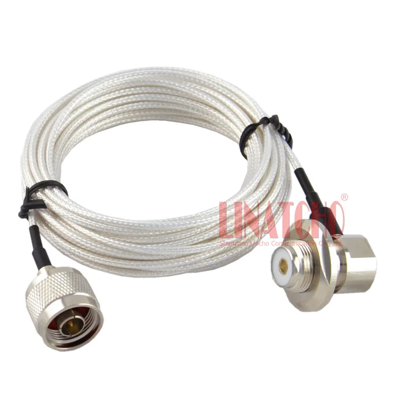 5 Meters White RG316 50Ohm Low Loss N Male to UHF SO239 Coaxial Cable for Mobile Radio Antenna Connection