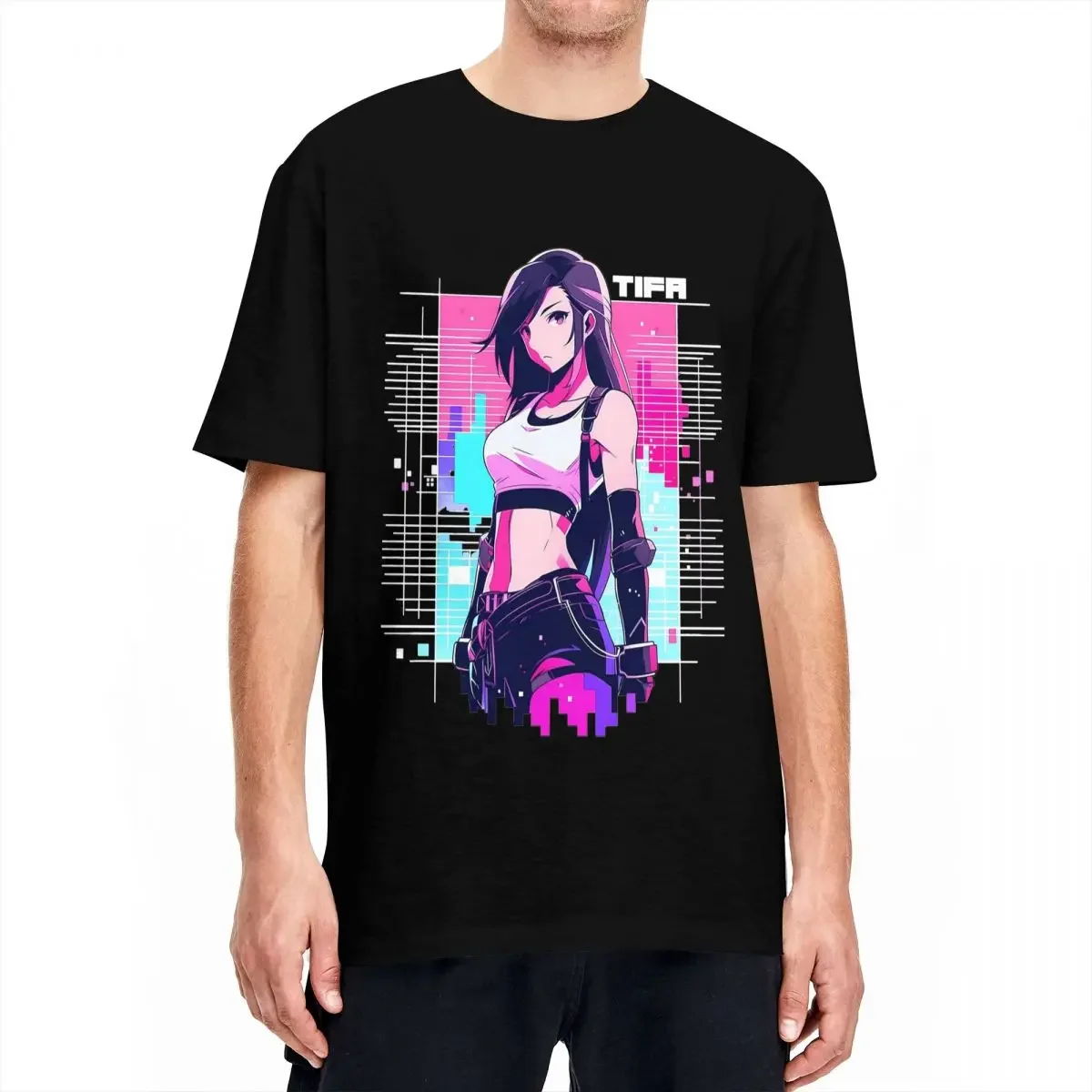 Uomo donna Synthwave Tifa Lockhart magliette финальная фантазия хлопковый топ крутая футболка manica corta