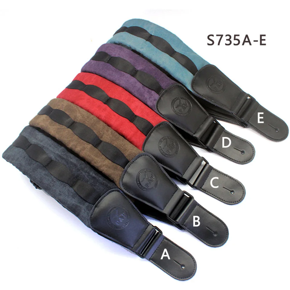 

P&P Padded Guitar Strap With Genuine Leather Ends 3’’Wide Thickness 10mm For All Guitars Electric Bass Pure Cotton Accessory