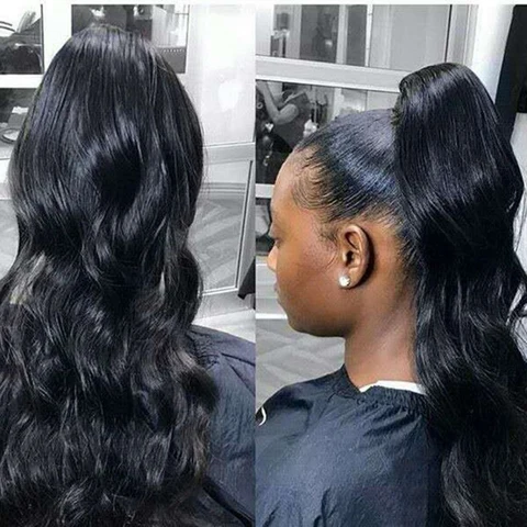 Maxine 150 г объемные волны человеческие волосы для наращивания хвоста для женщин натуральный черный зажим на шнурке наращивание волос для хвоста