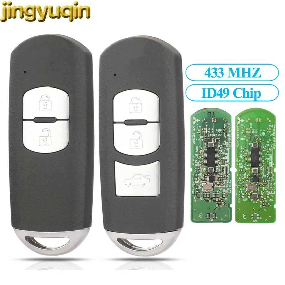 

Jingyuqin 2/3 Buttons Remote Car Key Fob 433MHZ ID49 Chip For Mazda 3 Atenza Axela 6 CX-3 CX-5 CX5 CX4 CX3 M2 M3 M5 M6 MX5