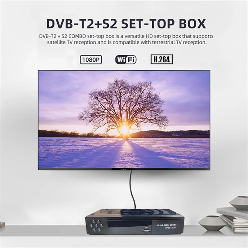 Комбинированная ТВ-приставка DVB T2 S2 с поддержкой ip tv H.264 USB Wifi-ключ 1080P Full HD m3u Smart