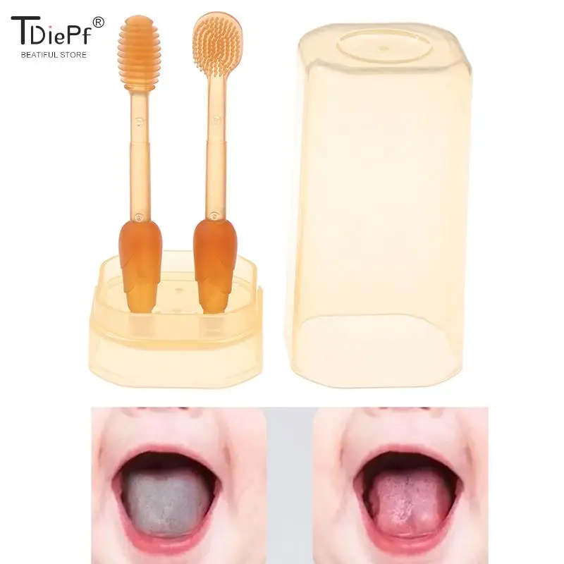 

2Pcs Baby Toothbrush Child Toothbrush Infant Deciduous Tooth Brush 0-18 Months Tongue Coating Cleaning Baby Silicone Toothbrush