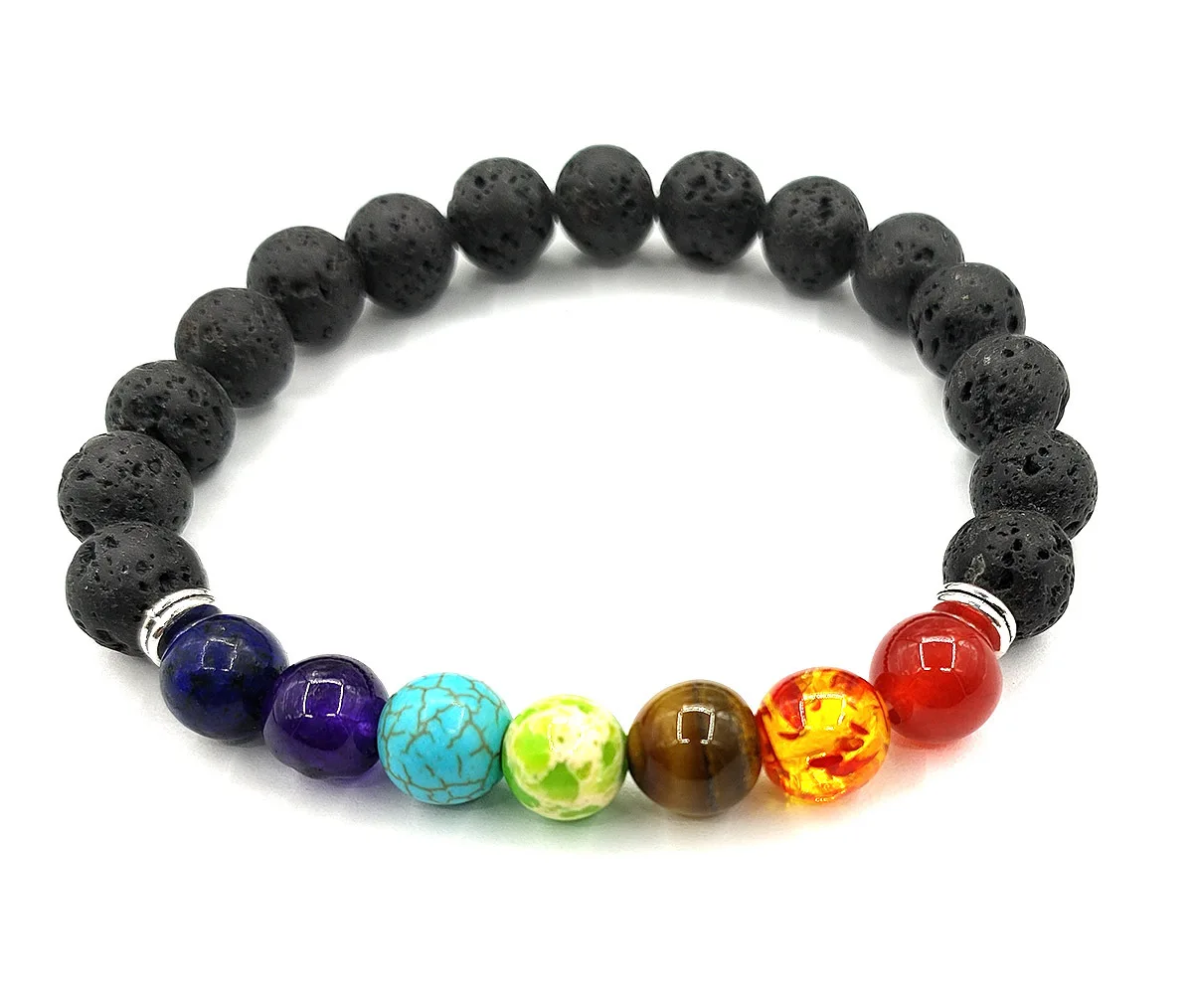 

New Fashion Couple Colorful Natural Stone Beads Chakra Bracelet Turquoise Agate Beads Energy Beads Stretch 8 mm Round Bracelet