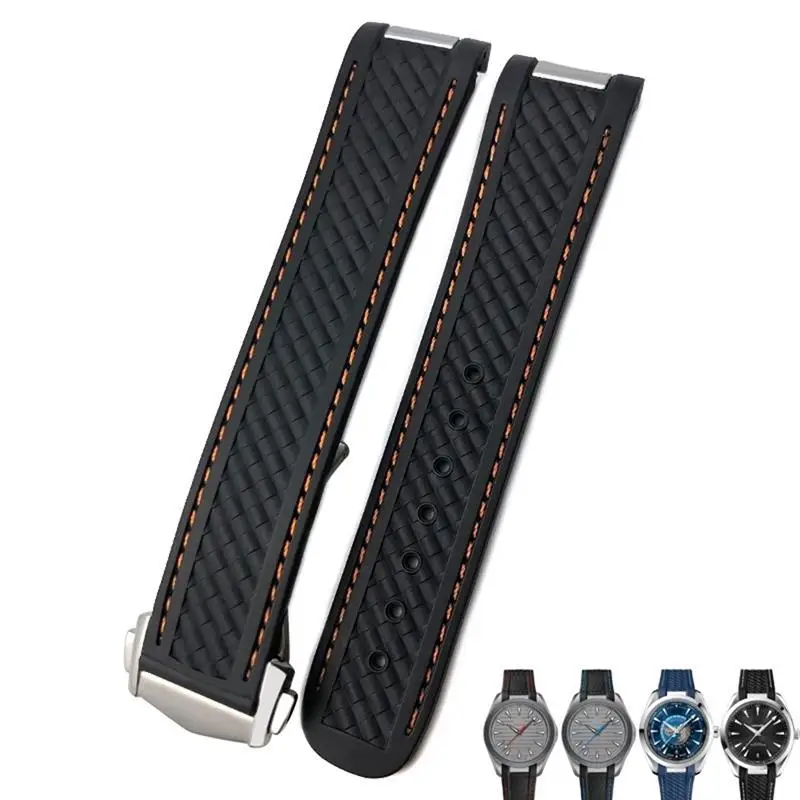 Ремешок SCHIK силиконовый для часов 20 мм подходит Omega Seamaster 300 AT150 Aqua Terra Ultra