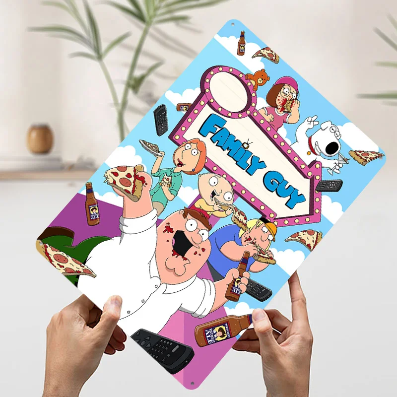 Фото Металлическая винтажная табличка с 3D-текстурой и принтом Family Guy Pizza and Beer для декора стен, комнаты, мужской комнаты (Man Cave) №3