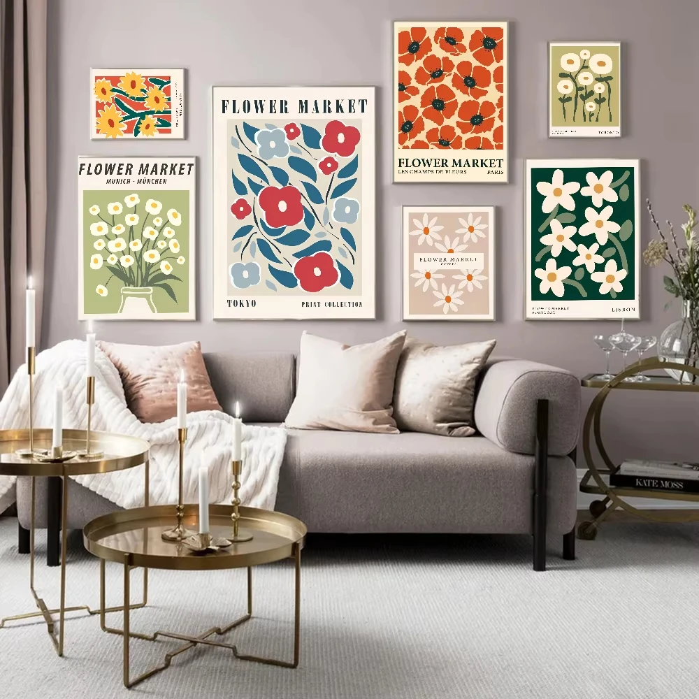 Абстрактный Цветочный рынок цветок скандинавские постеры сделай сам для
