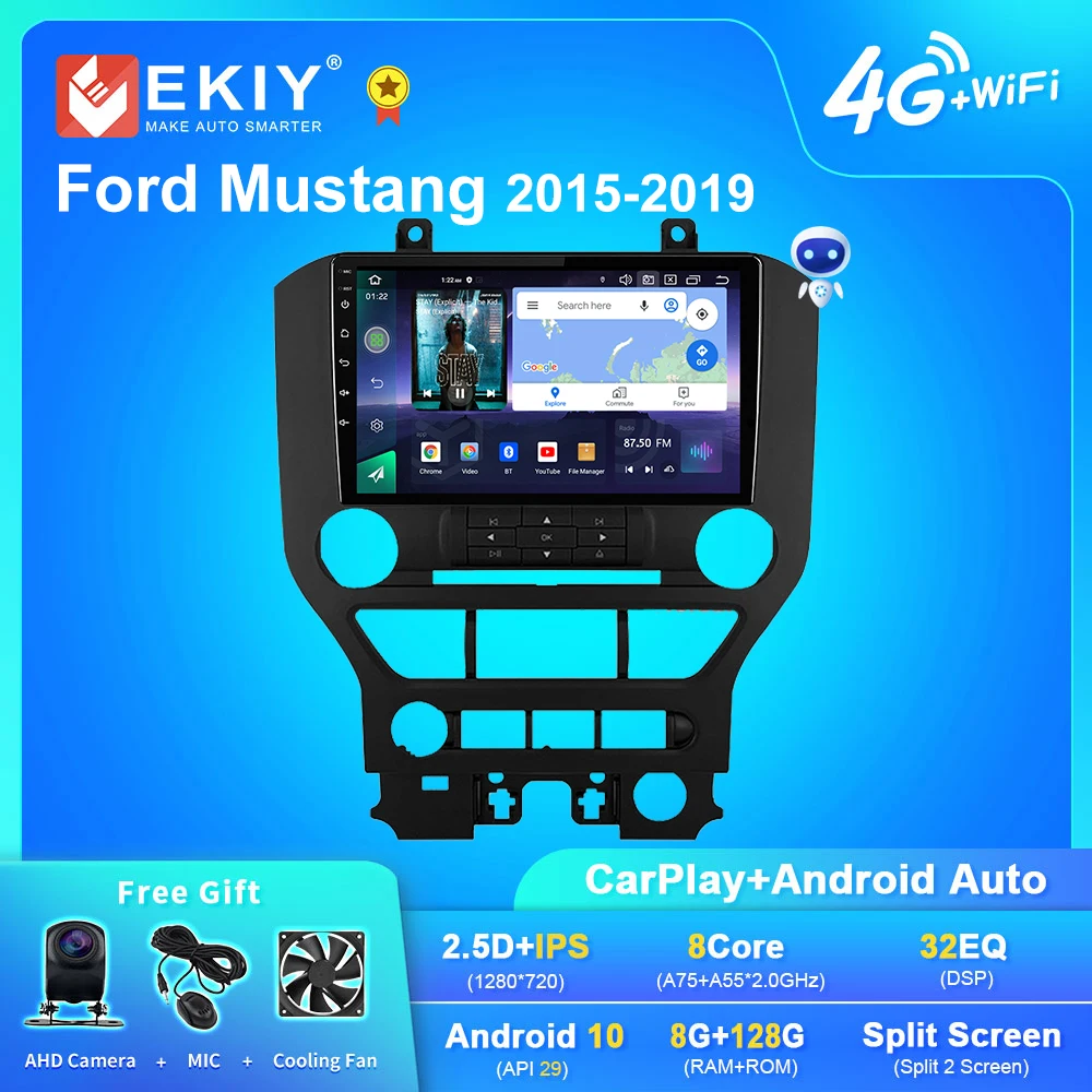 

EKIY Q7 Android 10 для Ford Mustang 2015-2019 автомобильное радио Navi GPS мультимедийный видеоплеер стерео Carplay Авторадио BT No 2Din DVD