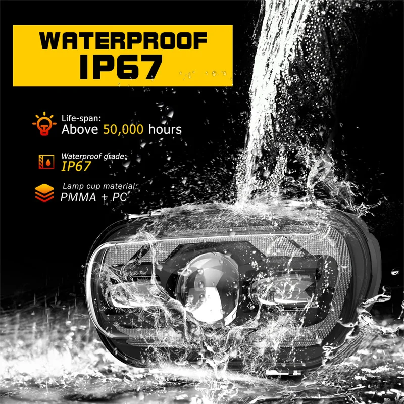 9 8-дюймовая прямоугольная светодиодная фара для мотоцикла с DRL дальнего/ближнего