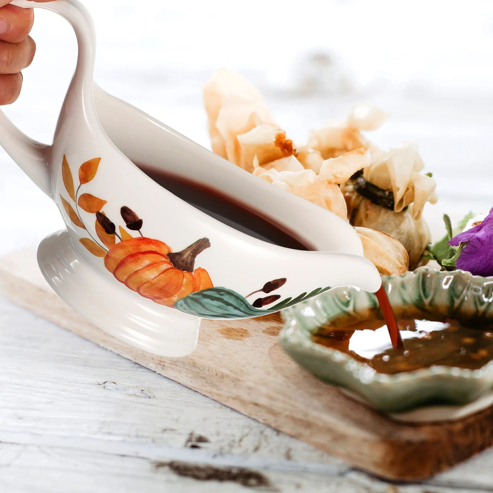 

Cutlery Dipping Sauce Cup Saucer Boats Handle Dispensers Bowl Ceramic Gravy Ceramics Seasoning Jar Pitcher